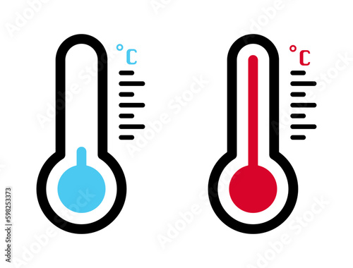 Two different thermometers. Vector thermometer showing the temperature. Thermometer vector icon.
