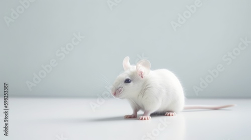 Streamlined Image of Albino Lab Mouse, Uncomplicated Design, Appealing Animal Visual, Scientific Exploration and Study Idea.