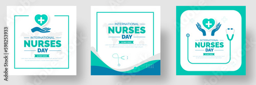 Papier peint International Nurses Day social media post banner design template set
