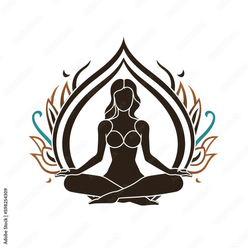Simple Outline Of Person In Yoga Pose Spa Logo . On An Isolated Transparent Background, Png. Generative AI Simple Outline Of Person In Yoga Pose Spa Logo . On An Isolated Transparent Background, Png. Generative AI
