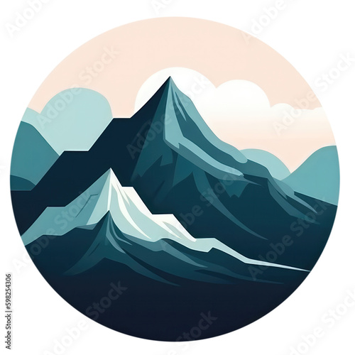 Abstract Image Of Mountain Range Logo. On An Isolated Transparent Background  Png. Generative AI