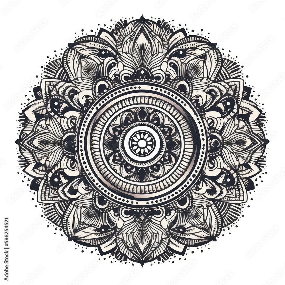 Circular Mandala Design With Intricate Patterns Spa Logo. Generative AI