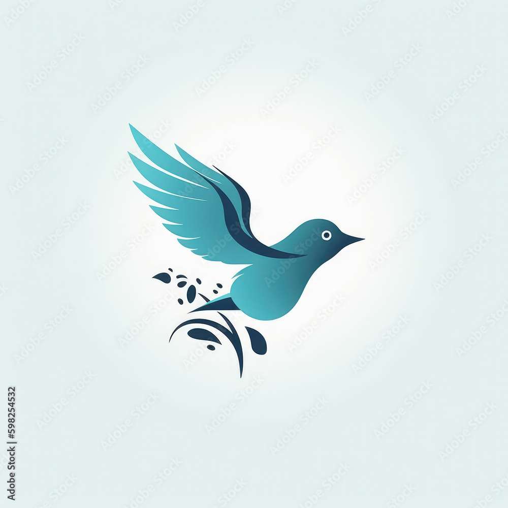 Fototapeta premium Minimalistic Image Of Bird In Flight Spa Logo. Generative AI