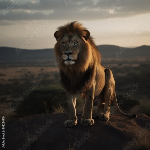 Lions in African Serengeti Cinematic Lighting Lions mane, aslan lion king beautiful lion photo