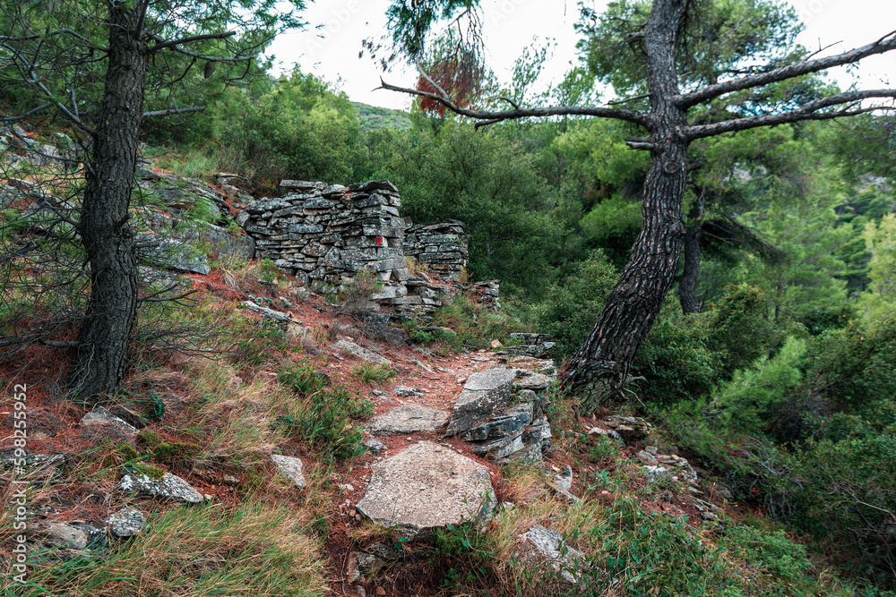 Part of an abandoned Penteli marble quarry in Attika, Greece. Part of an abandoned Penteli marble quarry in Attika, Greece.