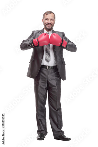 business man in Boxing gloves. isolated on a white background.