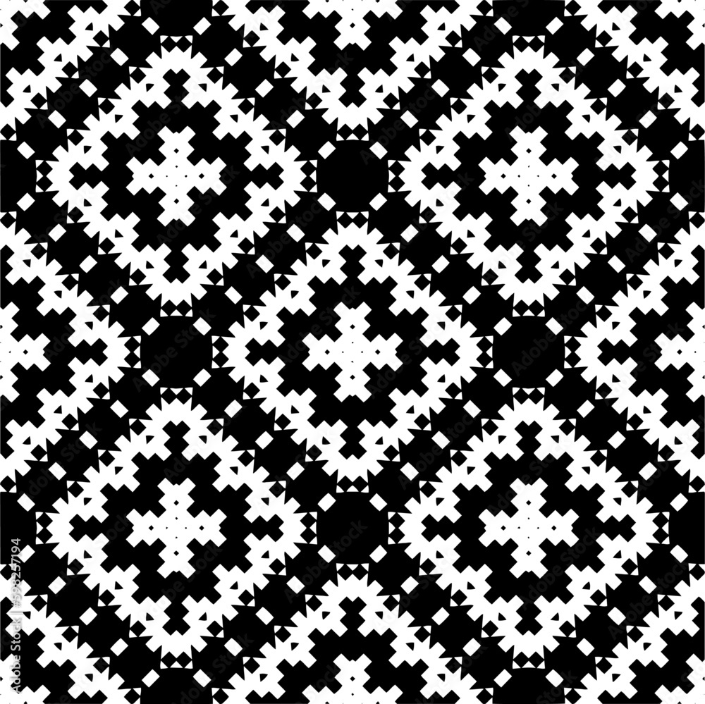 Fototapeta premium Seamless repeating pattern. Black and white pattern for web page, textures, card, poster, fabric, textile.