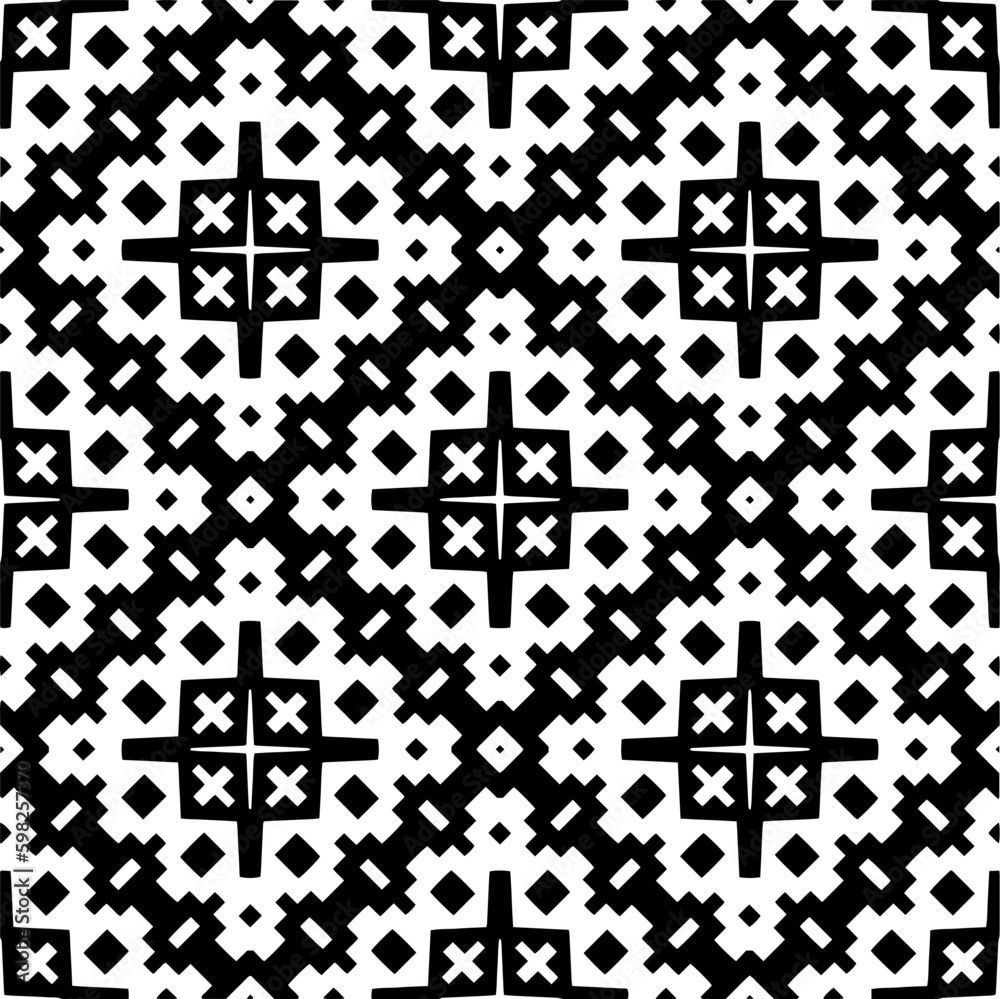Obraz premium Seamless repeating pattern. Black and white pattern for web page, textures, card, poster, fabric, textile.
