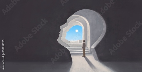 psychology and mental health concept art. surreal painting. Conceptual artwork.