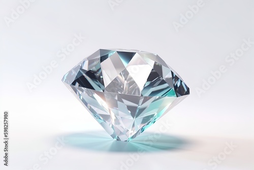 Transparent clean diamond 3d render with reflections on isolated background