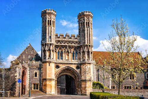 Obraz na płótnie Gate of St Augustine's Abbey in Canterbury, England. Abbey was founded in 598. w salonie