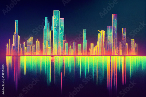 Night city background, neon lights of the metropolis, digital art, noir, colorful comic. Generative AI © Sign Maker