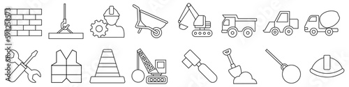 Building vector icon set. construction illustration sign collection. equipment symbol or logo.