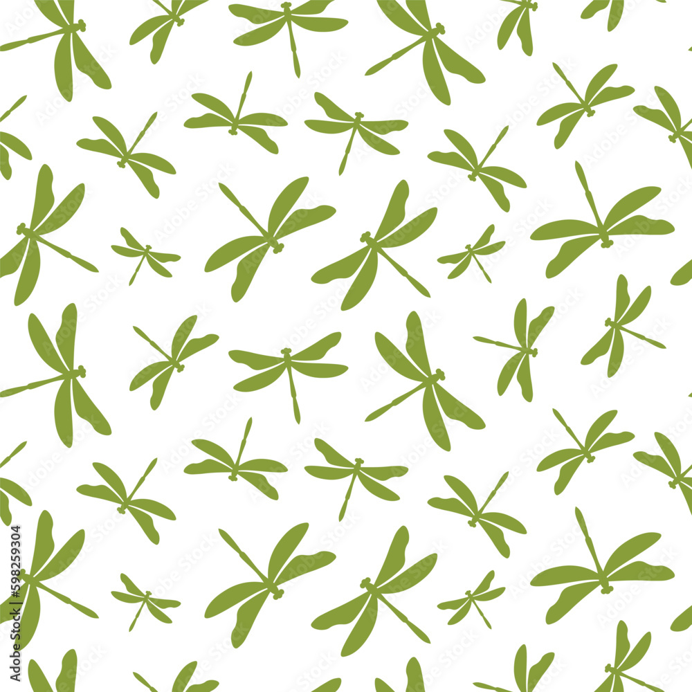 Seamless pattern with green dragonflies Seamless pattern with green dragonflies
