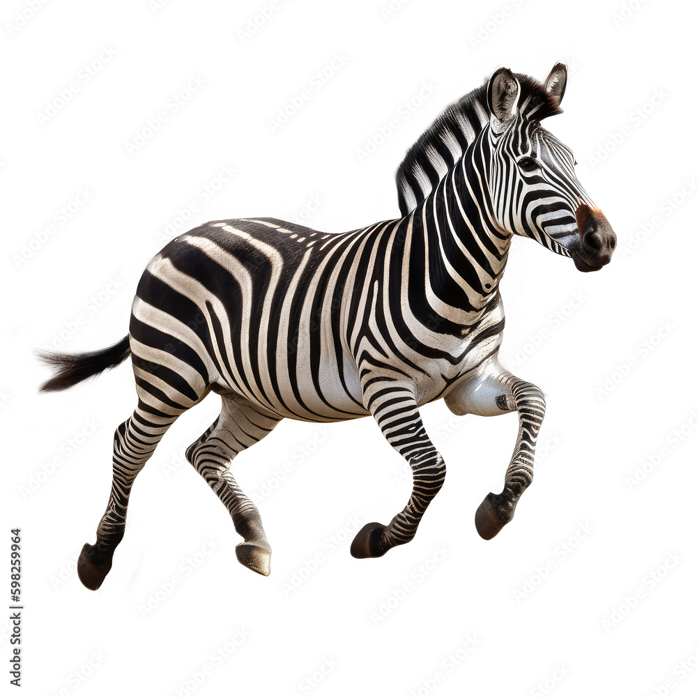 Fototapeta premium zebra full body isolated on white