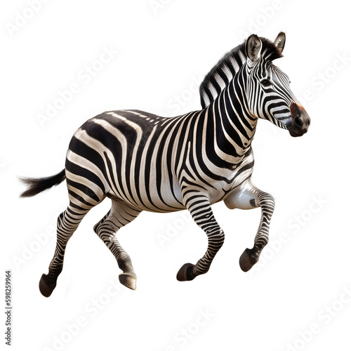 zebra full body isolated on white
