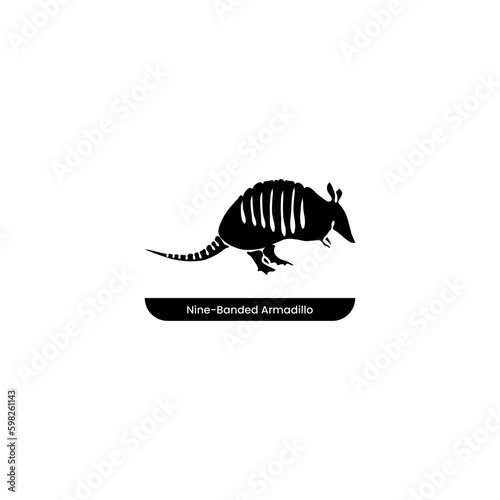 Nine-Banded Armadillo black fill icon. North American Animal vector illustration in trendy style. Editable graphic resources for many purposes.