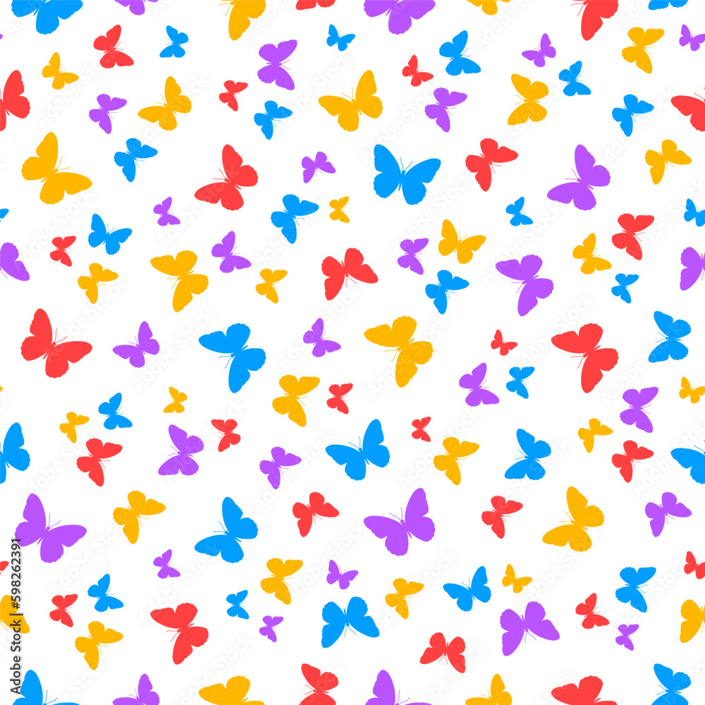 Seamless pattern with colorful tiny butterfly