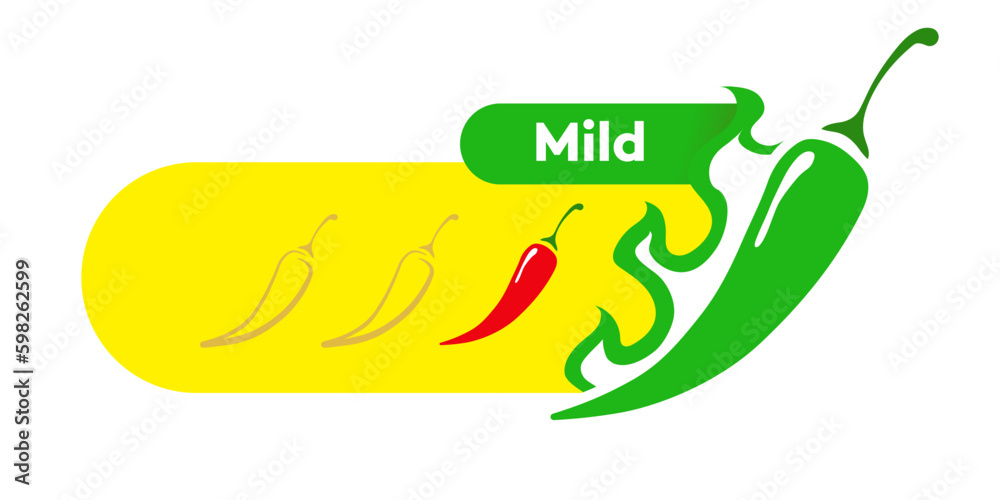 Chili pepper mild level label isolated on background. Pepper sauce with fire flame. Vector Illustration 10 eps Generative AI Chili pepper mild level label isolated on background. Pepper sauce with fire flame. Vector Illustration 10 eps Generative AI
