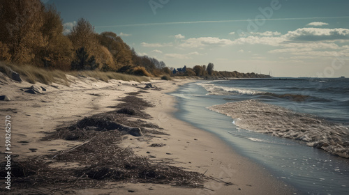 Wallpaper Mural Baltic sea beach with sea grass and shallow waves Torontodigital.ca