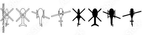 Helicopter vector icon set. aircraft illustration sign collection. fly symbol. airline logo isolated on white background.