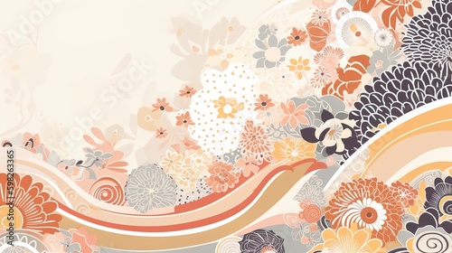 organic asian japanese line wave pattern oriental pattern traditional copy space with white background