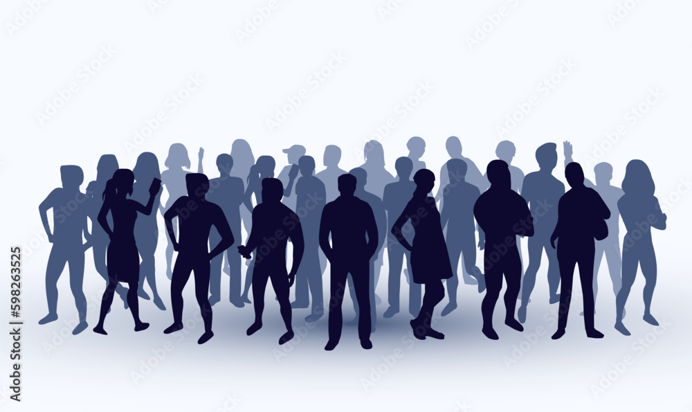 Group of people silhouette. Teamwork concept. Generative AI Group of people silhouette. Teamwork concept. Generative AI