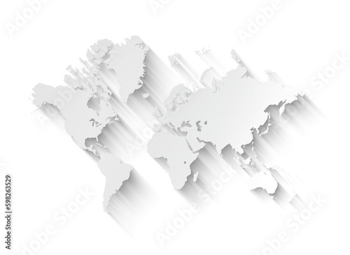 White world map illustration on a transparent background