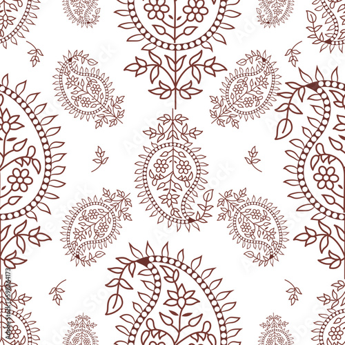 traditional seamless Indian ornament vector paisley pattern