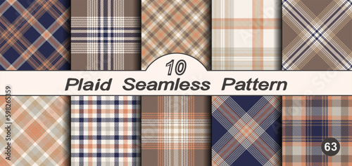 Set seamless vector check plaid colored pattern.