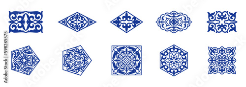 Islamic ornament vector, persian motiff. Asian floral designs. Abstract Asian elements of the national pattern of the ancient nomads of the Kazakhs, Kyrgyz, Mongols, Tatars, Uzbeks, Tajiks and other