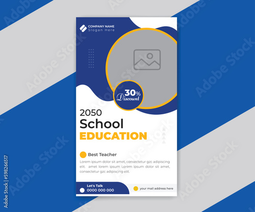 Back to school education social media post story template web banner design