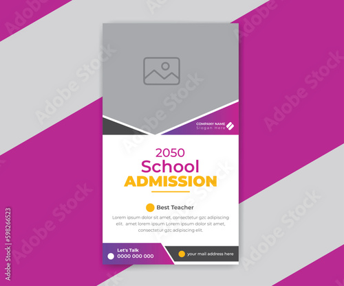 School admission social media post instagram stories banner design template