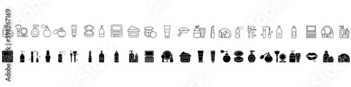 Cosmetics icon vector set. makeup illustration sign collection. woman beauty symbol or logo.