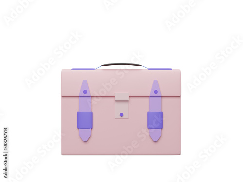 3d icon bag of Backpack, Back to school on pink background. the concept of education and study, PNG element illustration design