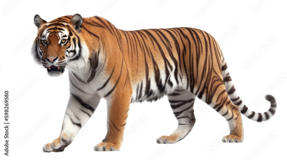 Tiger isolated on transparent background created with generative AI technology