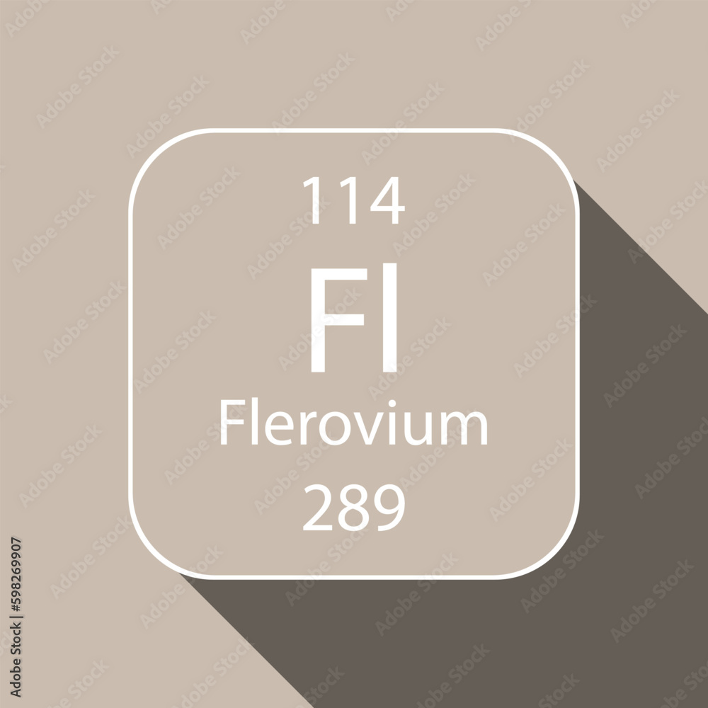 Flerovium symbol with long shadow design. Chemical element of the periodic table. Vector illustration.