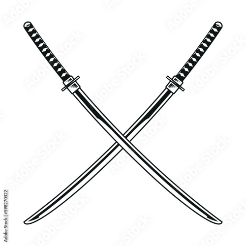 Crossed Katana Swords Vector