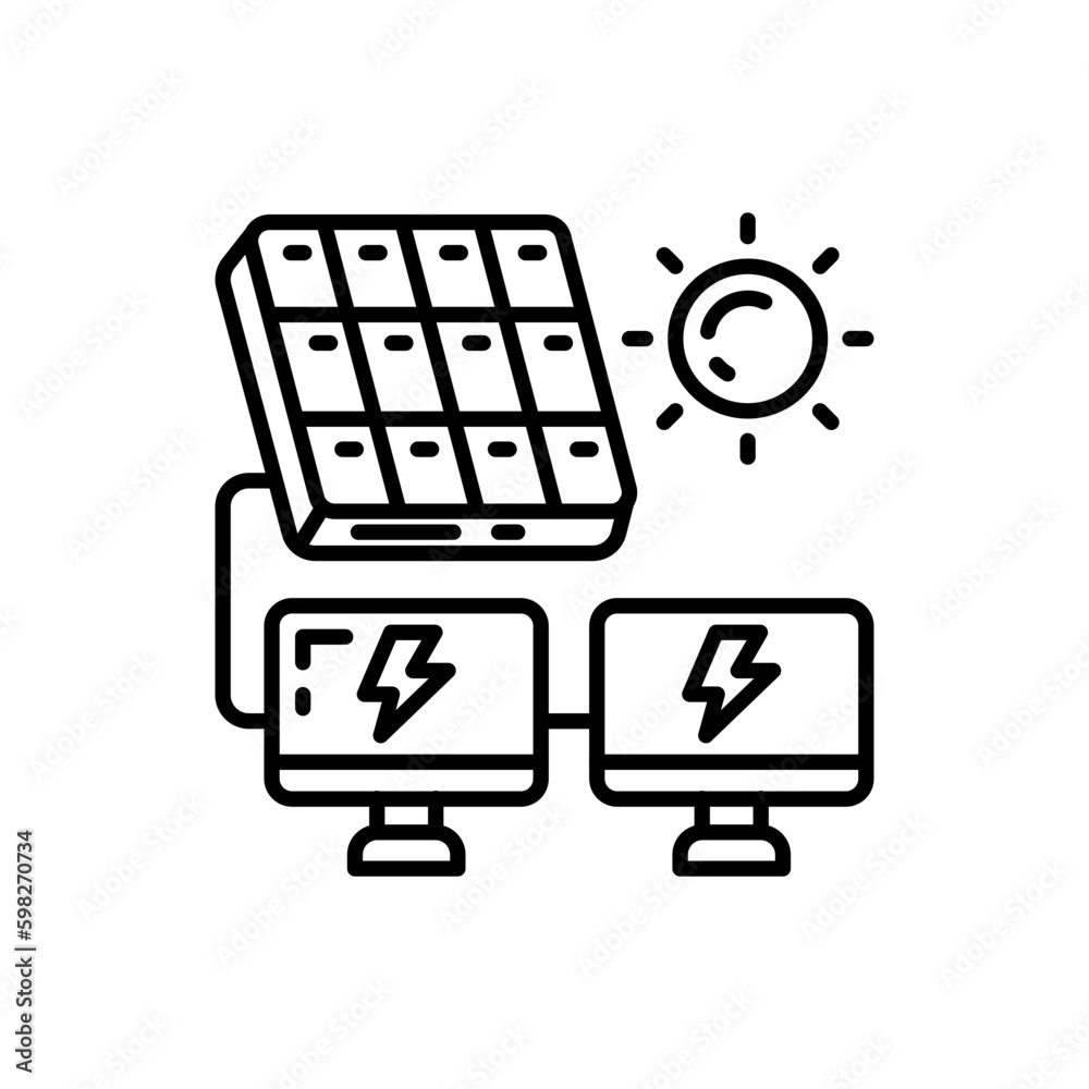 Solar Powered Computer icon in vector. Illustration Solar Powered Computer icon in vector. Illustration