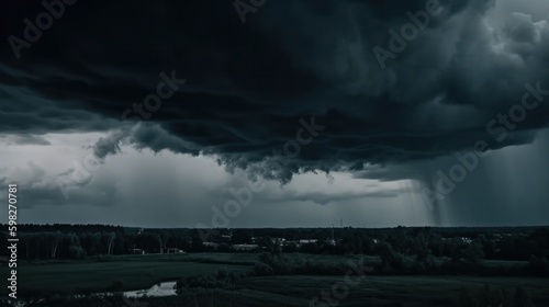 Dark moody storm clouds. Ominous warning. AI generated.