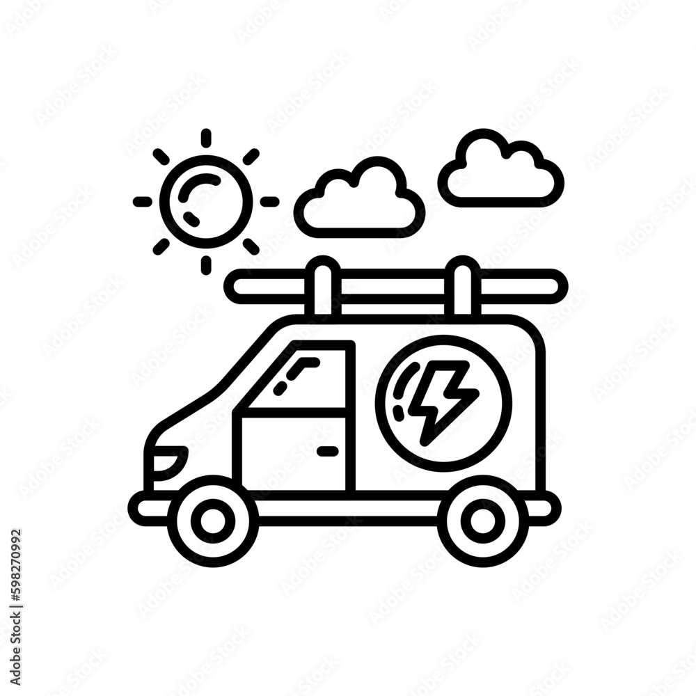Solar Powered Van icon in vector. Illustration Solar Powered Van icon in vector. Illustration