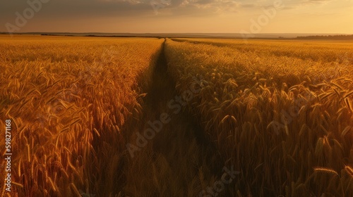 Golden wheat fields. AI generated.