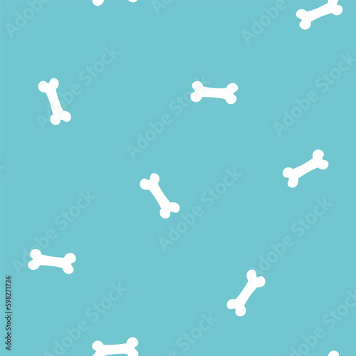 Blue seamless pattern with white bones