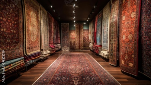Traditional carpets from middle east. AI generative. photo