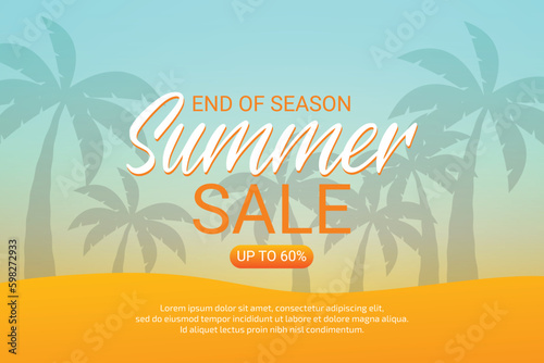 Summer sale template background with tropical plants