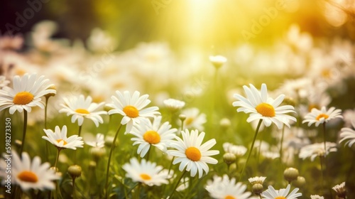 Art daisies summer white flower. AI generated. © vadymstock