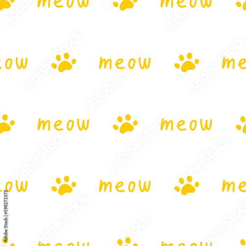 Seamless pattern with yellow paws