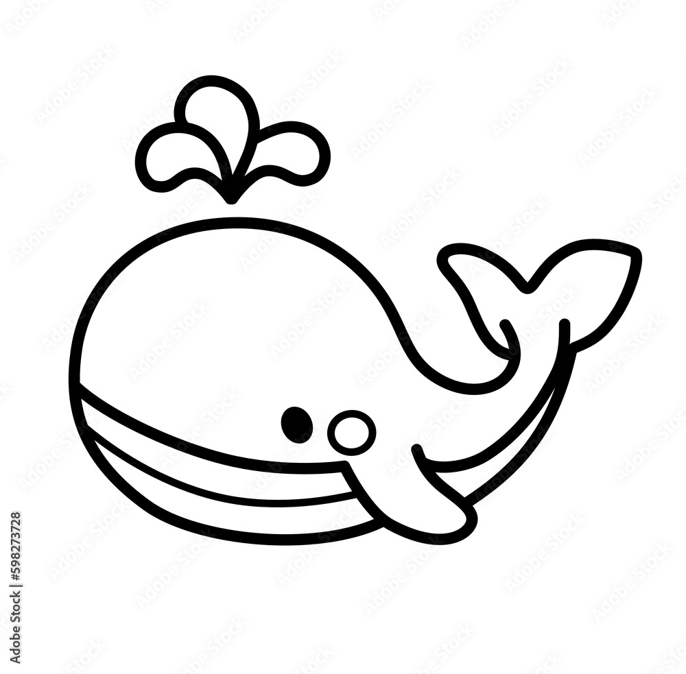 Obraz premium Whale underwater cartoon outline icon