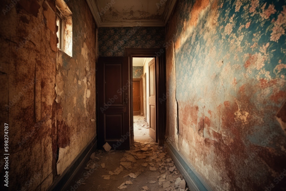 Abandoned hallway. Generate Ai Abandoned hallway. Generate Ai