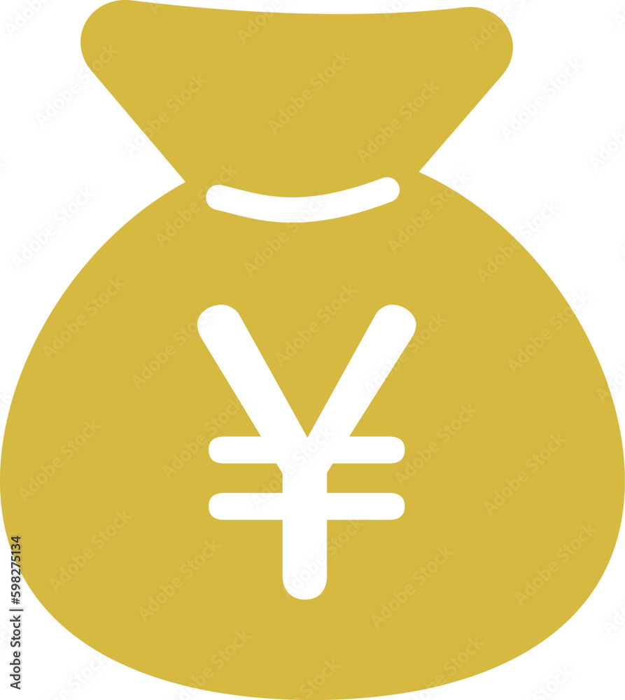 Obraz premium お金・袋・日本円のシンプルなイラストアイコン
